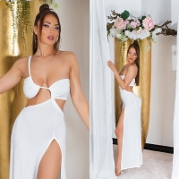 Rochie lunga sexy cu crapatura pe piciorand decupaje