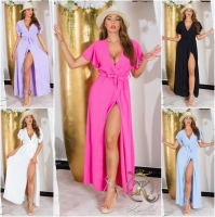 Rochie lunga sexy cu curea care se leaga & slit