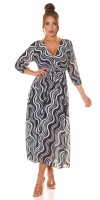Rochie lunga sexy cu imprimeu si curea care se leaga