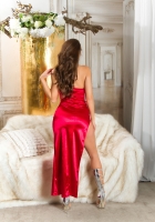 Rochie lunga sexy tip satin cu plasa Insert