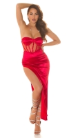Rochie lunga sexy tip satin cu plasa Insert