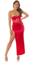 Rochie lunga sexy tip satin cu plasa Insert