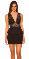 Rochie mini sexy cu dantela peplum