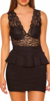 Rochie mini sexy cu dantela peplum