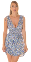 Rochie mini Sexy de vara cu fronseuri talie & decolteu in v