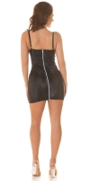 Rochie mini sexy Latex Look cu siret
