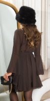 Rochie mini sexy maneca lunga cu volane