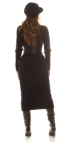 Rochie mini Sexy rib tricot cu auriu detaliu