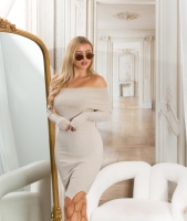 Rochie mini Sexy umerii goi tricot