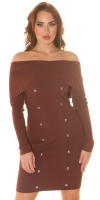 Rochii Sexy umerii goi tricot cu tinte
