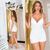 Salopete dama Pantaloni scurti sexy cu curea si decolteu in v