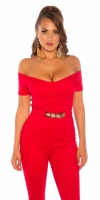 Salopete dama Sexy cu curea aurie & Carmen decolteu