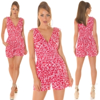 Salopete dama Sexy de vara cu decolteu in v & imprimeu floral