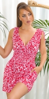 Salopete dama Sexy de vara cu decolteu in v & imprimeu floral