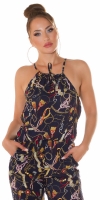 Salopete de club dama la moda Neck cu buzunare