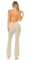 Salopete de club dama Sexy cu sclipici Neckholder petrecere decupaje