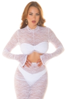 sexy cu buricul gol maneca lunga top dantela