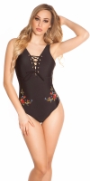 Costum baie Sexy cu siret si embroidery