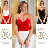 sexy tip catifea Top cu strap detaliu