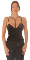 sexy tip catifea Top cu strap detaliu