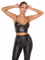 Top deasupra buricului sexy aspect lucios Bustier /