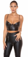 Top deasupra buricului sexy aspect lucios Bustier /