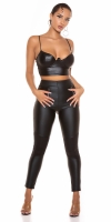 Top deasupra buricului sexy aspect lucios Bustier /