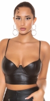 Top deasupra buricului sexy aspect lucios Bustier /