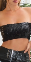 Topuri cu buricul gol Sexy 2in1 umeri goi paiete & fermoar