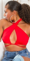Topuri cu buricul gol sexy de vara Neckholder a decupaje