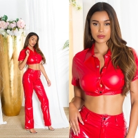 Topuri cu buricul gol sexy piele ecologica nasturi