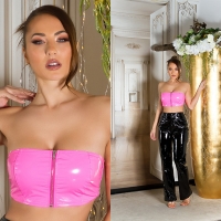 Topuri sexy Latex look cu fermoar