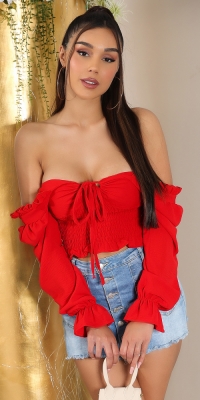 Bluze sexy cu fronseuri buricul gol umerii goi