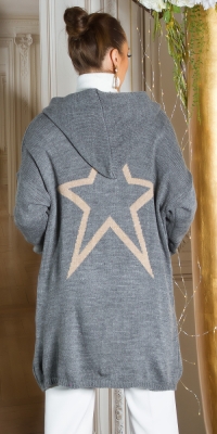 Cardigan la moda larg cu gluga