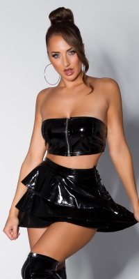Fuste mini sexy Latexlook ultra