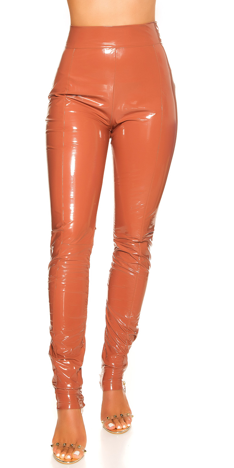 Pantaloni sexy Latex Look cu fermoar