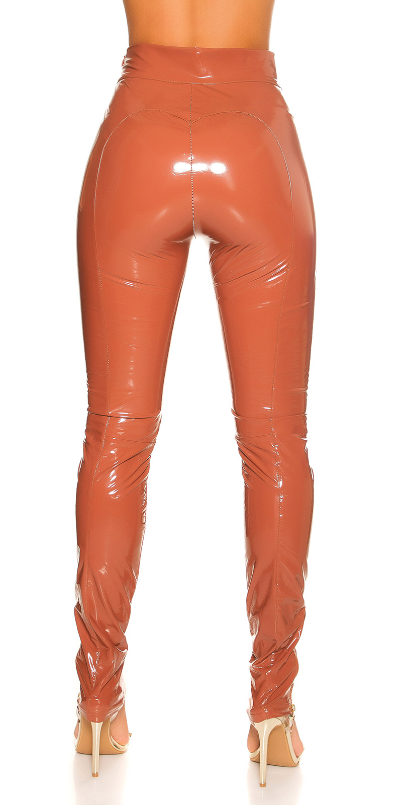 Pantaloni sexy Latex Look cu fermoar