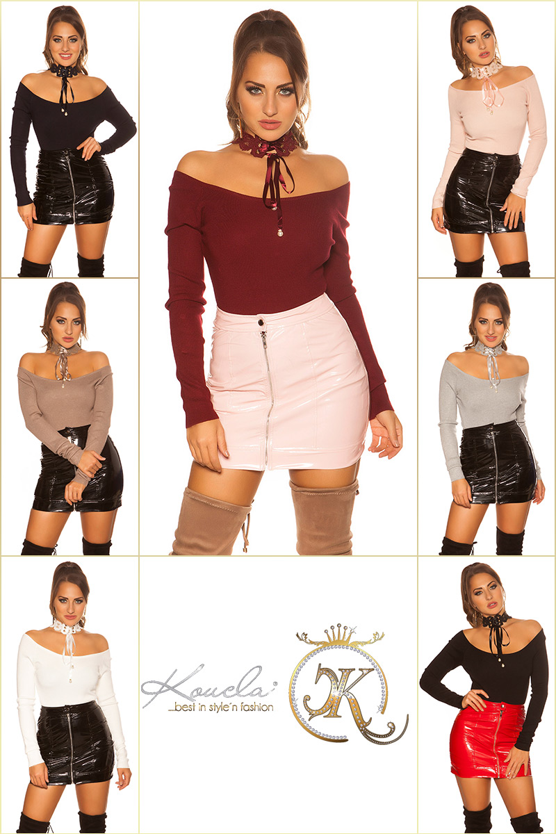 Pulover sexy cu model crosetat guler
