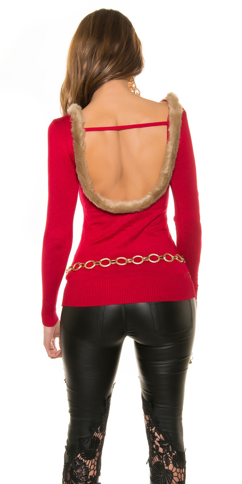 Pulovere SexyBack fashion tricot fin cu fake fell