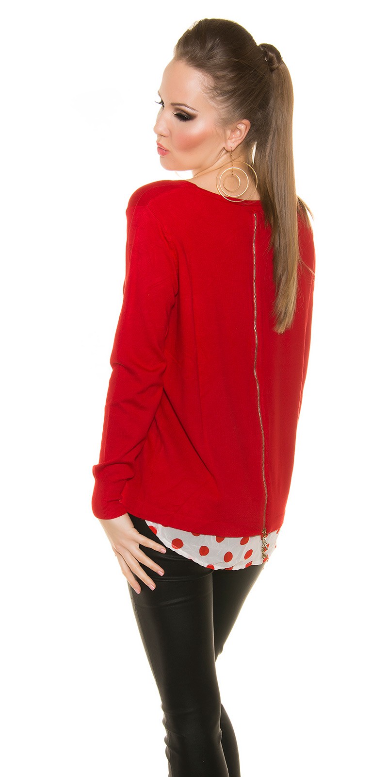 Pulovere la moda tricot fin + buline sifon