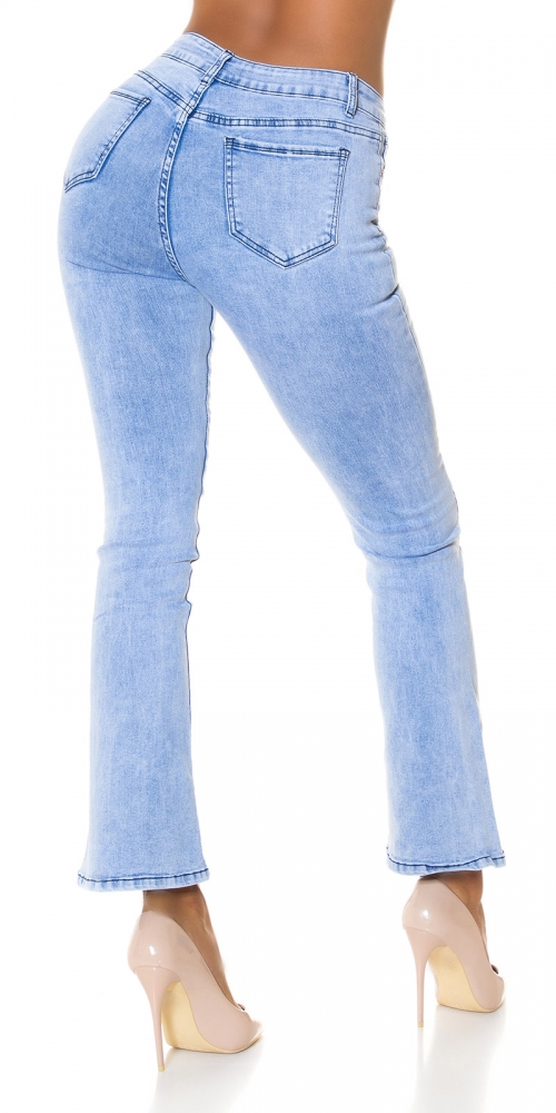 Blugi la moda cu talie inalta acid wash
