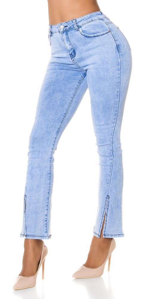 Blugi la moda cu talie inalta acid wash