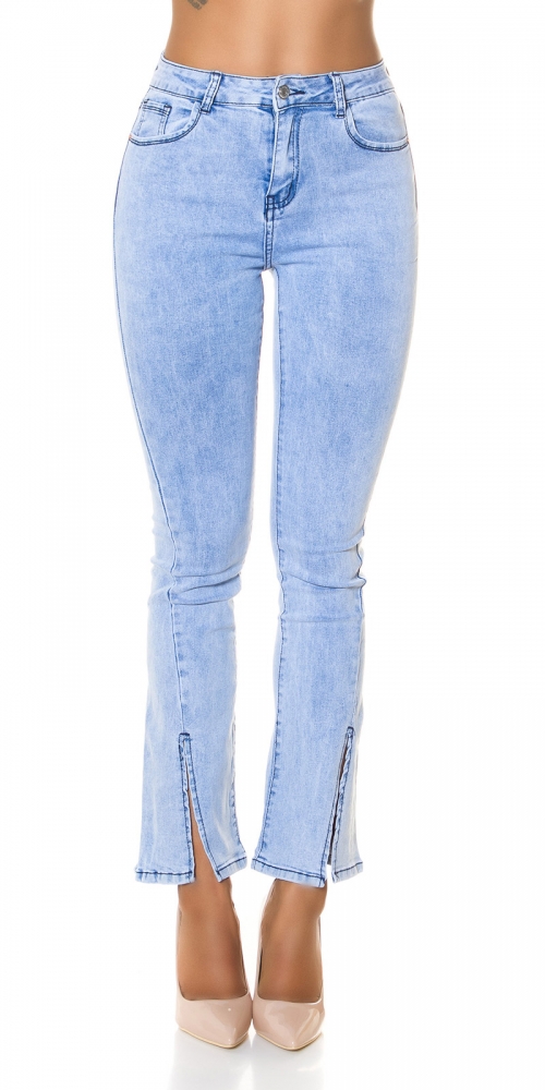 Blugi la moda cu talie inalta acid wash