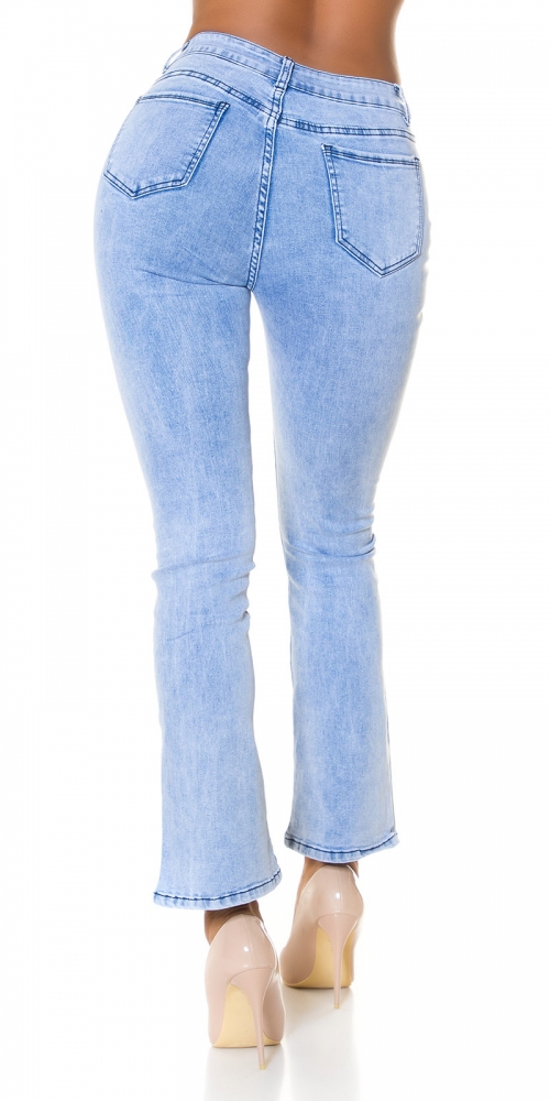Blugi la moda cu talie inalta acid wash