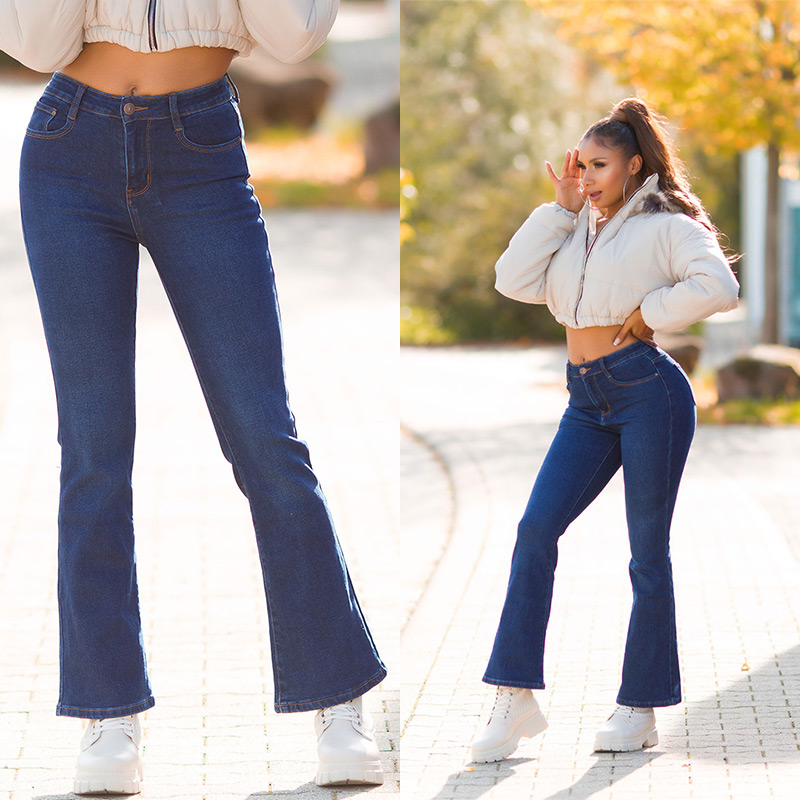 Blugi la moda cu talie inalta evazati