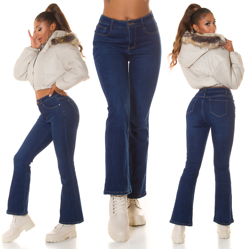 Blugi la moda cu talie inalta evazati