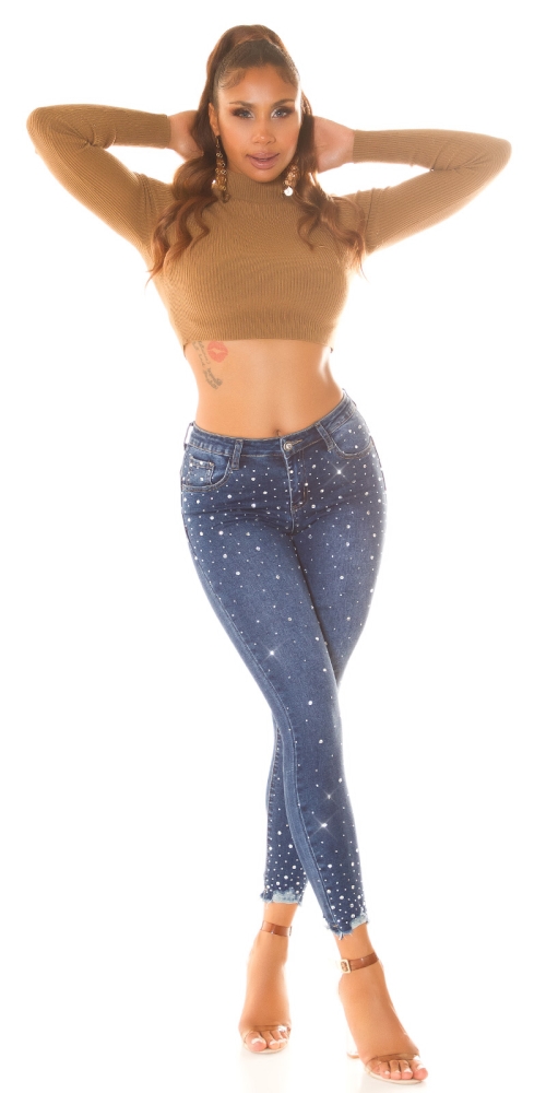 Blugi Sexy cu talie inalta Push-Up sclipici