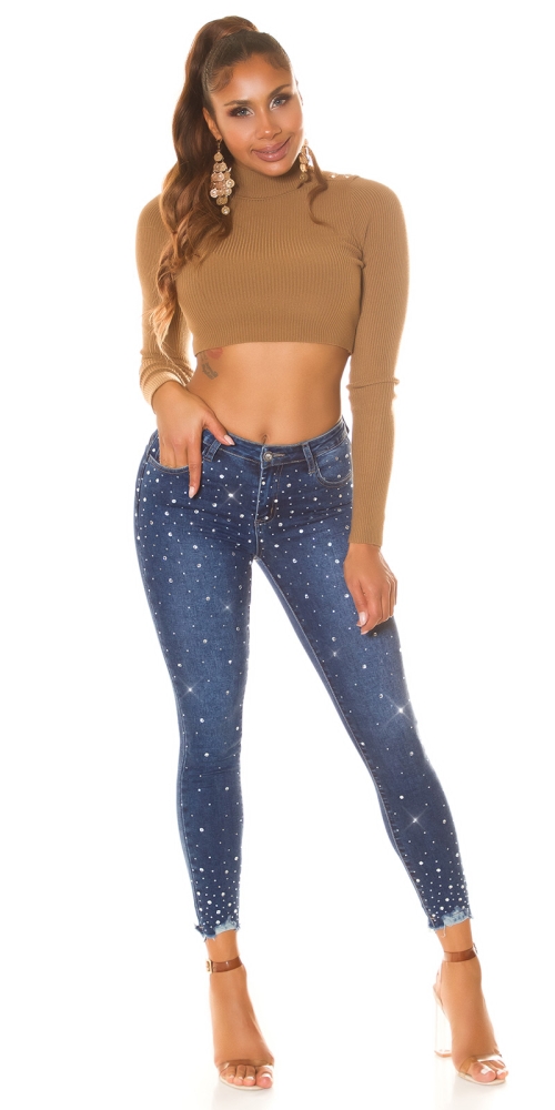 Blugi Sexy cu talie inalta Push-Up sclipici