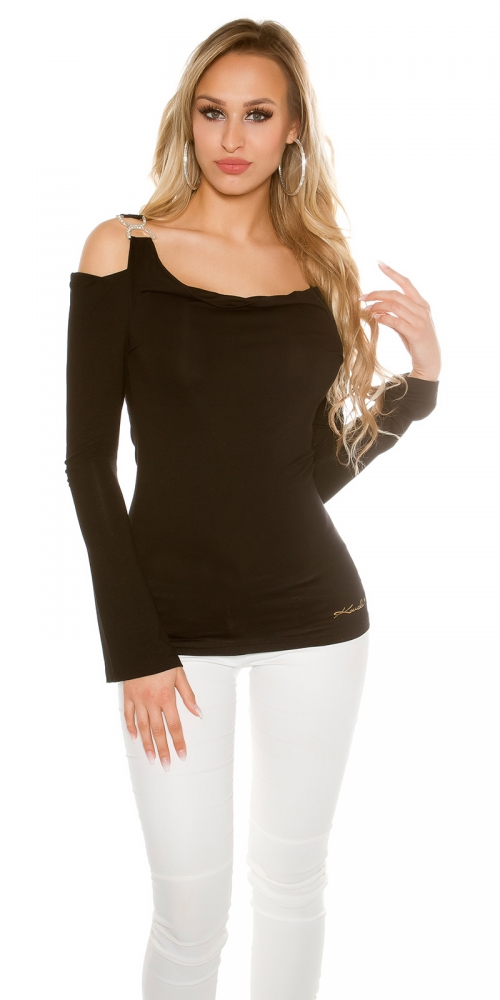 Bluze maneca lunga sexy cu umerii goi w. strasuri