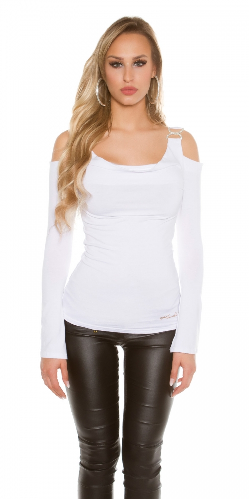 Bluze maneca lunga sexy cu umerii goi w. strasuri